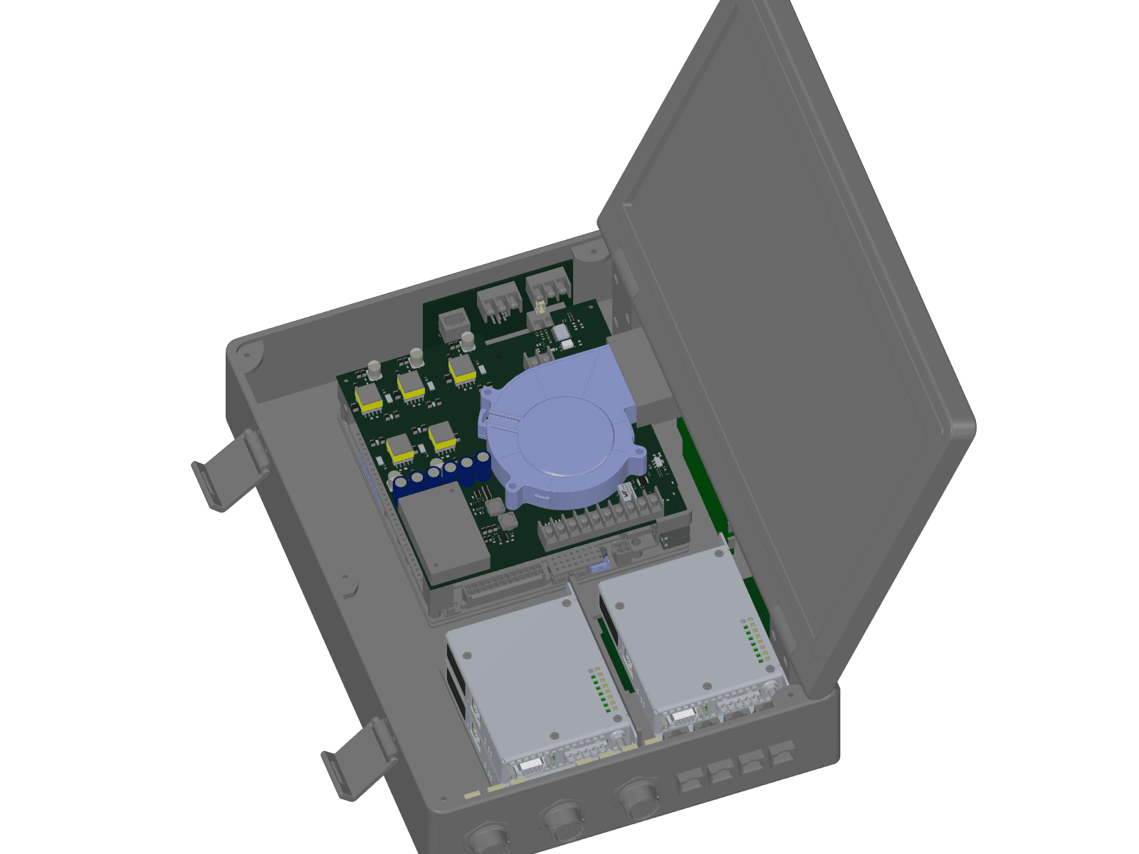 15.6-inch compact robot control box — 3D render